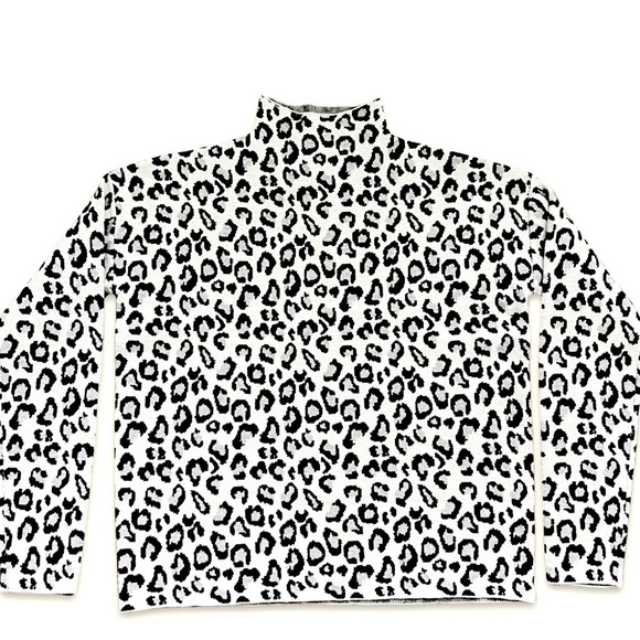 Cynthia Rowley NWT Metallic Mock Neck Sweater Animal Print Silver Size Small - Picture 1 of 7